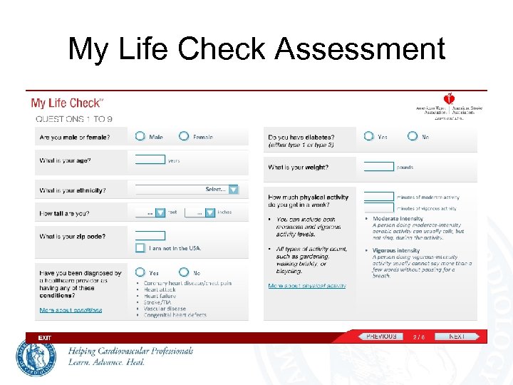 My Life Check Assessment 