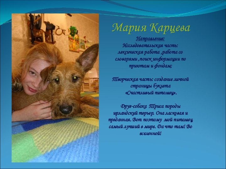 Мария Карцева Направление: Исследовательская часть: лексическая работа , работа со словарями , поиск информации