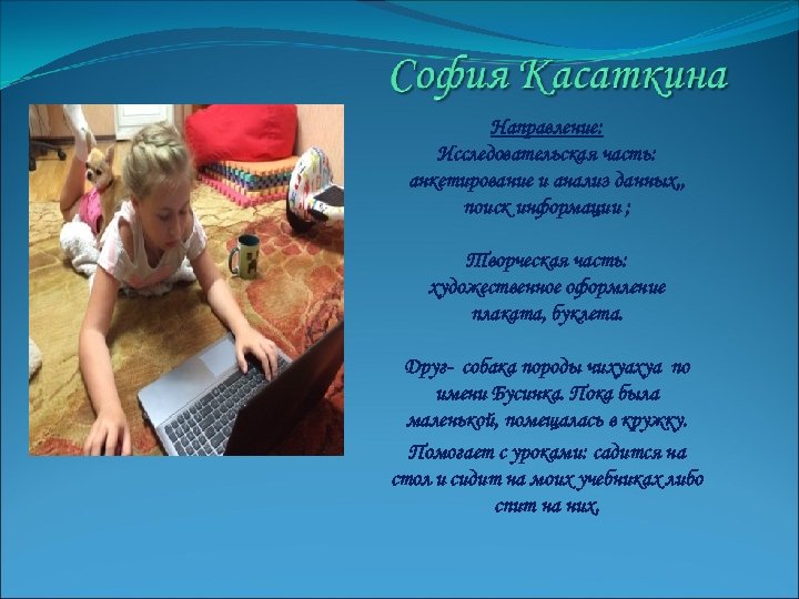 Направление: Исследовательская часть: анкетирование и анализ данных, , поиск информации ; Творческая часть: художественное