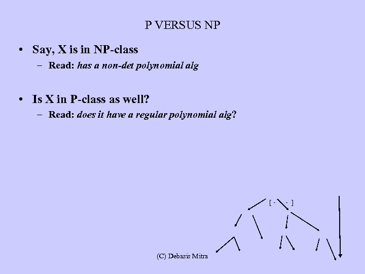 P VERSUS NP • Say, X is in NP-class – Read: has a non-det