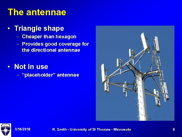 The antennae • Triangle shape – Cheaper than hexagon – Provides good coverage for