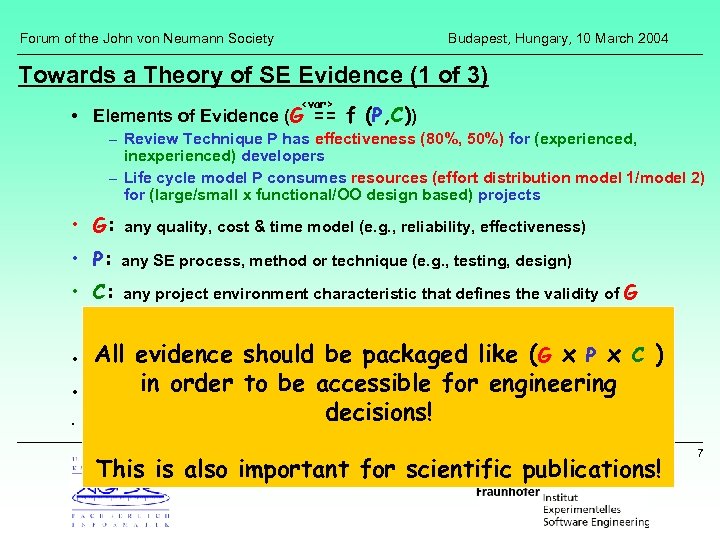 Forum of the John von Neumann Society Budapest, Hungary, 10 March 2004 Towards a