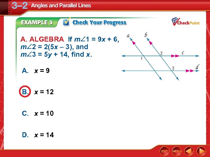 A. ALGEBRA If m 1 = 9 x + 6, m 2 = 2(5