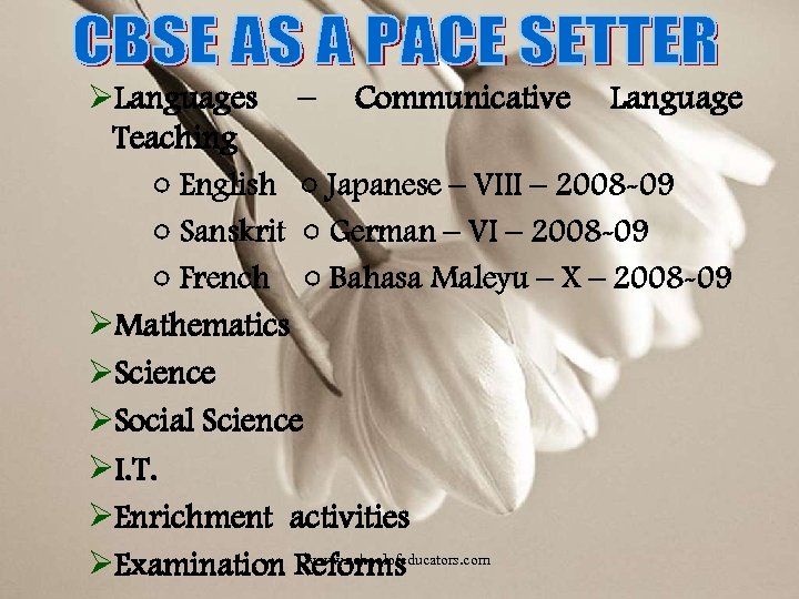 ØLanguages – Communicative Language Teaching ○ English ○ Japanese – VIII – 2008 -09