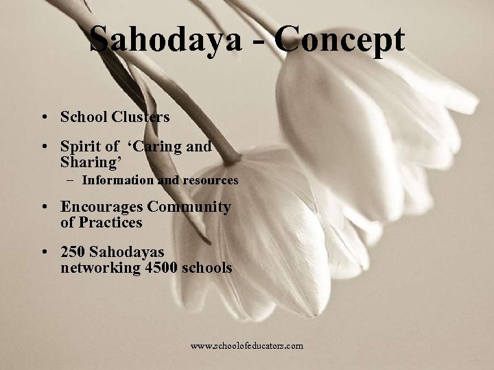 Sahodaya - Concept • School Clusters • Spirit of ‘Caring and Sharing’ – Information