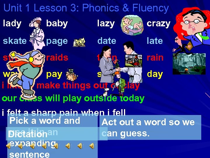 Unit 1 Lesson 3: Phonics & Fluency lady baby lazy crazy skate page date