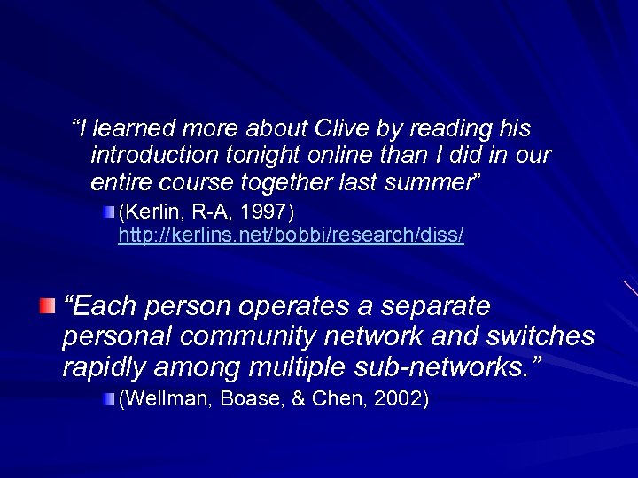 “I learned more about Clive by reading his introduction tonight online than I did
