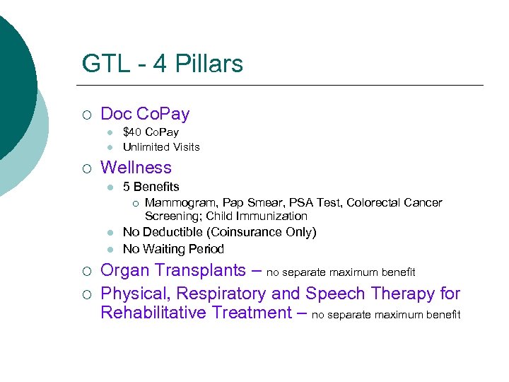 GTL - 4 Pillars ¡ Doc Co. Pay l l ¡ $40 Co. Pay