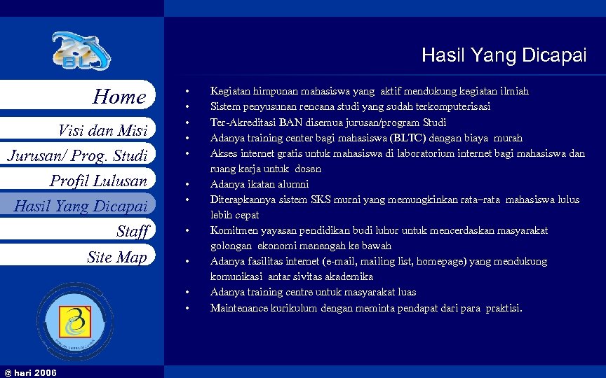 Hasil Yang Dicapai Home Visi dan Misi Jurusan/ Prog. Studi Profil Lulusan Hasil Yang