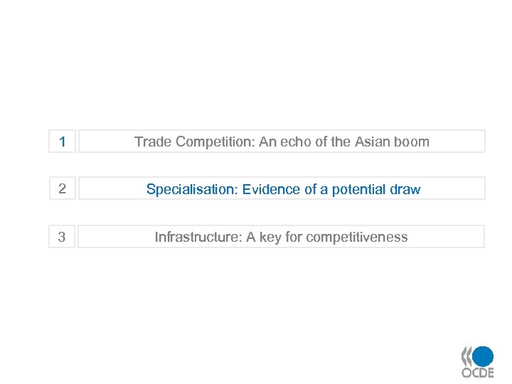 1 Trade Competition: An echo of the Asian boom 2 Specialisation: Evidence of a