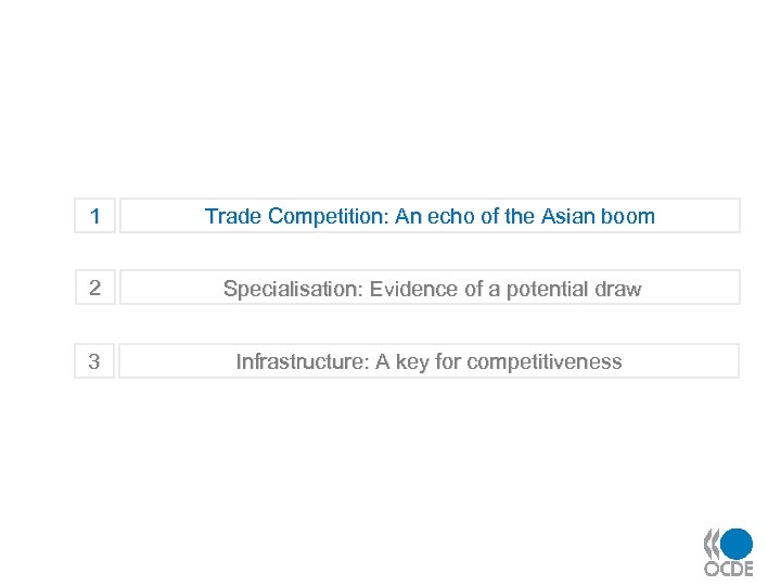 1 Trade Competition: An echo of the Asian boom 2 Specialisation: Evidence of a