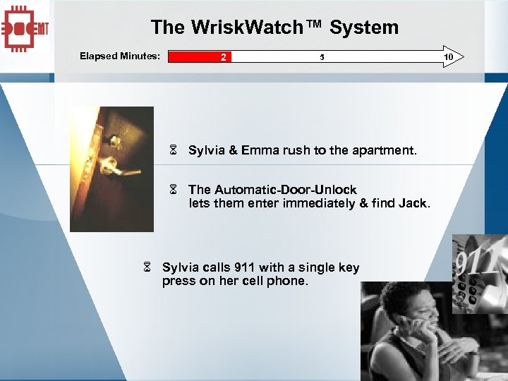 The Wrisk. Watch™ System Elapsed Minutes: 0 2 5 6 Sylvia & Emma rush