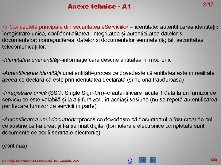 Anexe tehnice - A 1 2/17 ☺ Conceptele principale din securitatea e. Serviciilor –
