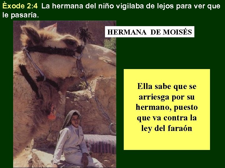 Èxode 2: 4 La hermana del niño vigilaba de lejos para ver que le