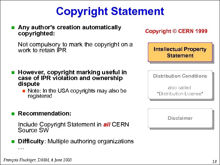 Copyright Statement n Any author's creation automatically copyrighted: Not compulsory to mark the copyright