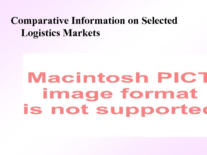 Comparative Information on Selected Logistics Markets 