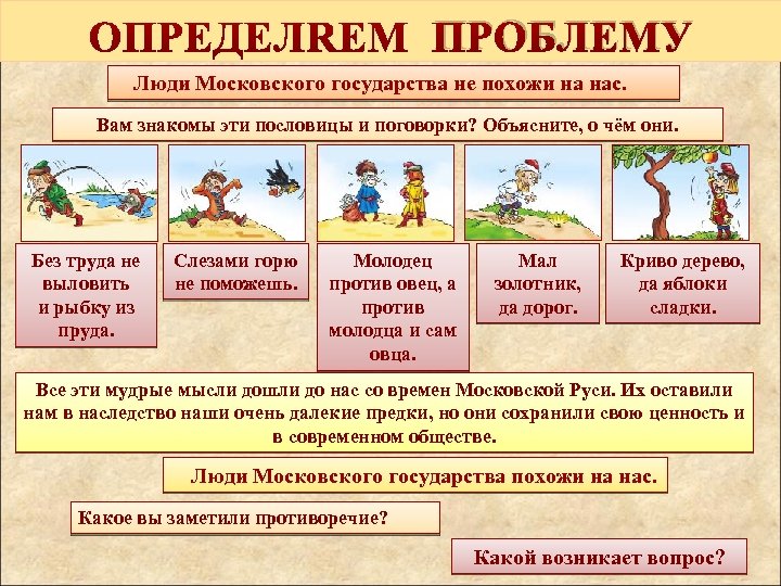 ПРОБЛЕМУ Люди Московского государства не похожи на нас. Вам знакомы эти пословицы и поговорки?