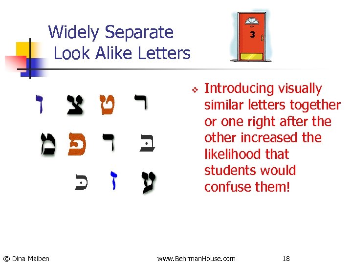 Widely Separate Look Alike Letters 3 v © Dina Maiben Introducing visually similar letters