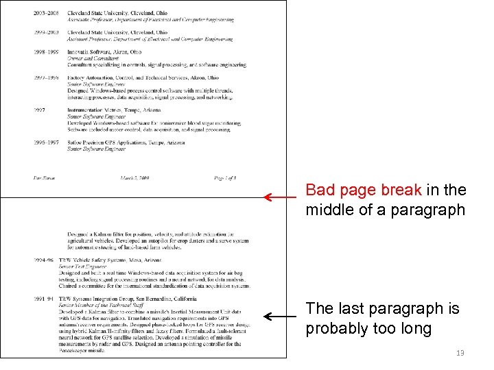 Bad page break in the middle of a paragraph The last paragraph is probably