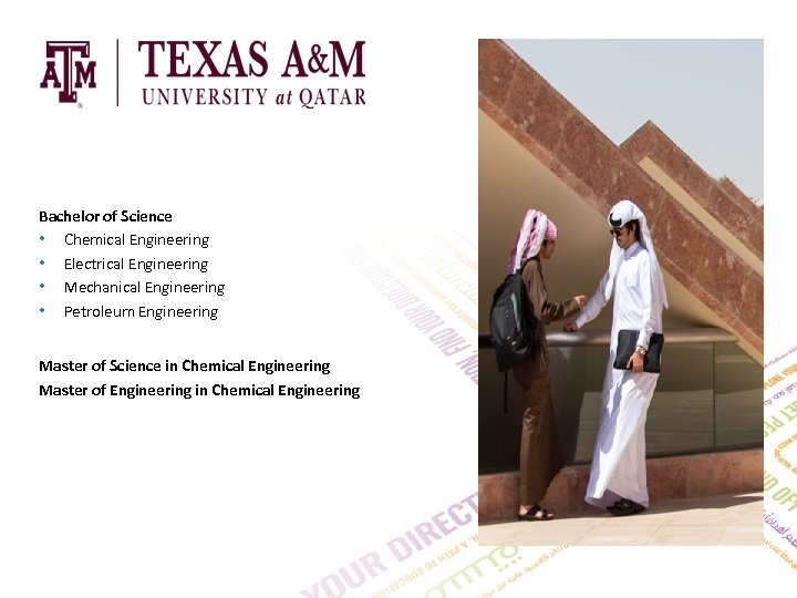 Bachelor of Science • Chemical Engineering • Electrical Engineering • Mechanical Engineering • Petroleum