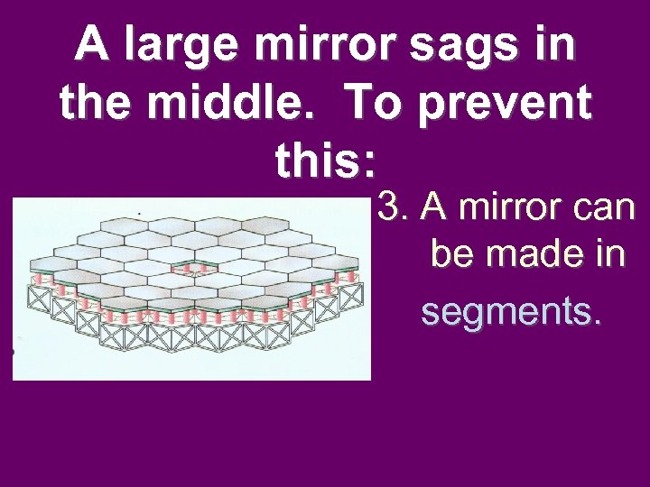 A large mirror sags in the middle. To prevent this: 3. A mirror can