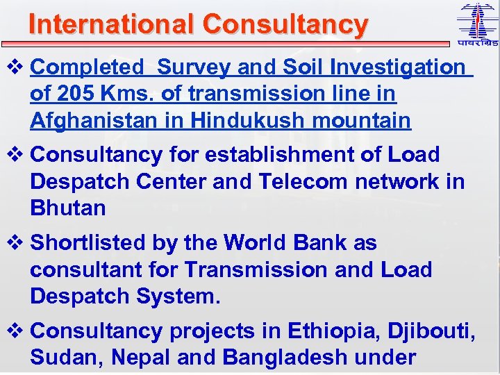 International Consultancy v Completed Survey and Soil Investigation of 205 Kms. of transmission line