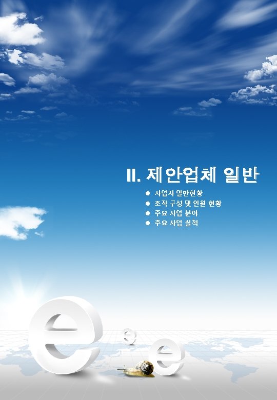 II. 제안업체 일반 l l 사업자 일반현황 조직 구성 및 인원 현황 주요 사업