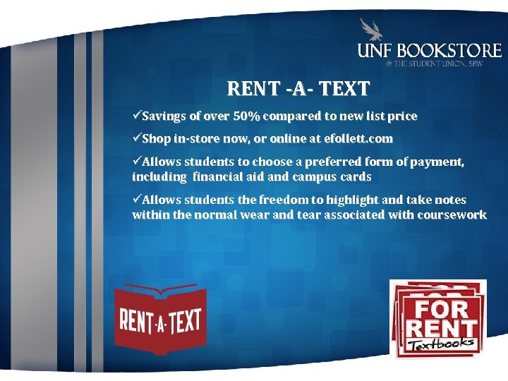 RENT -A- TEXT Savings of over 50% compared to new list price Shop in-store