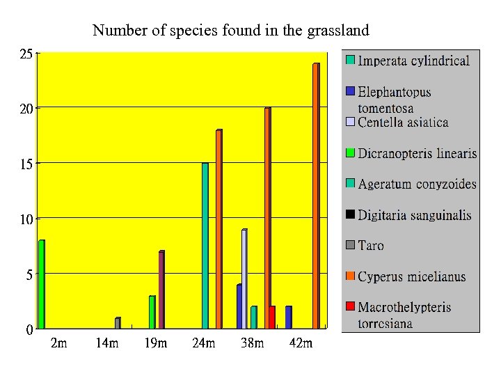 Number of species found in the grassland 