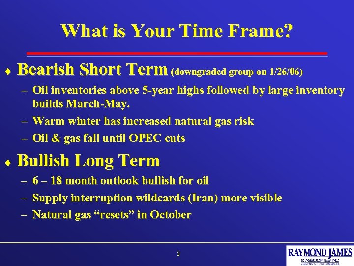 What is Your Time Frame? ¨ Bearish Short Term (downgraded group on 1/26/06) –