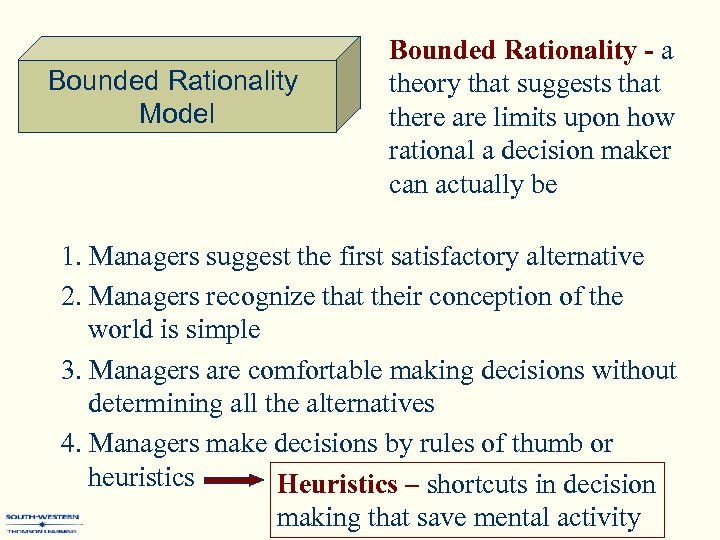 Bounded Rationality Model Bounded Rationality - a theory that suggests that there are limits