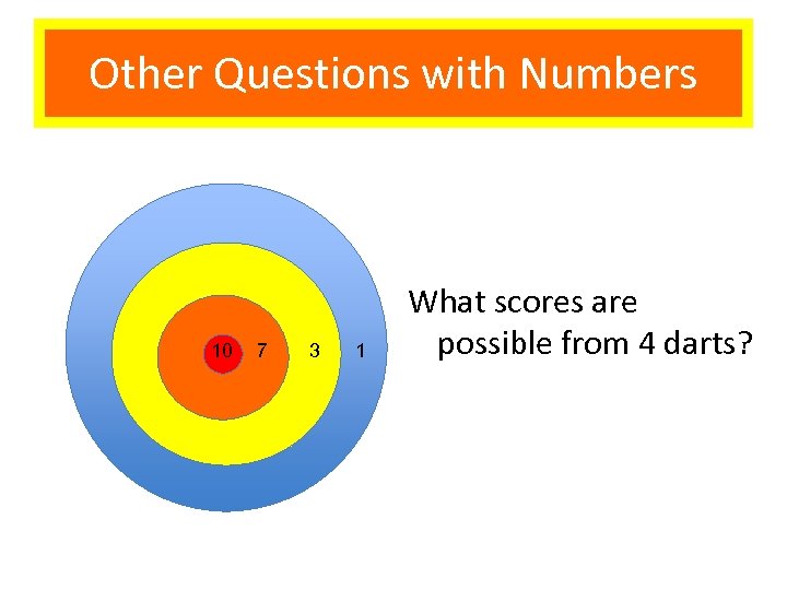Other Questions with Numbers 10 7 3 1 What scores are possible from 4
