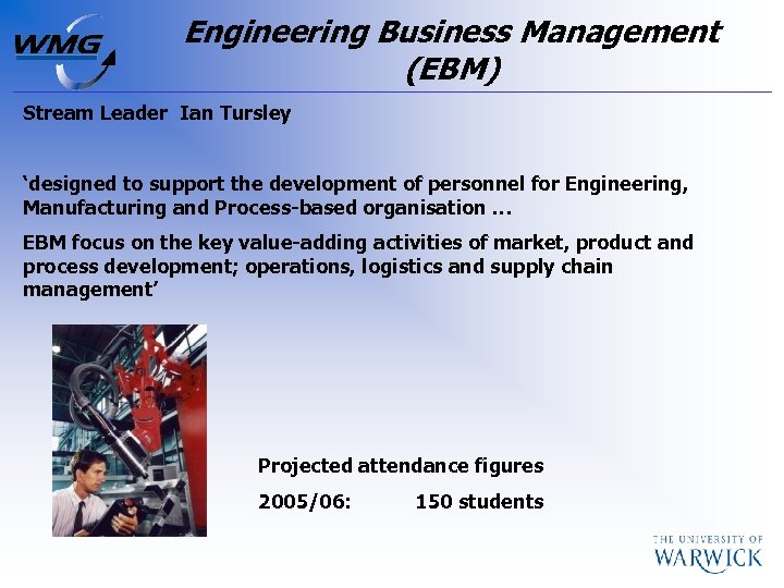 Engineering Business Management (EBM) Stream Leader Ian Tursley ‘designed to support the development of