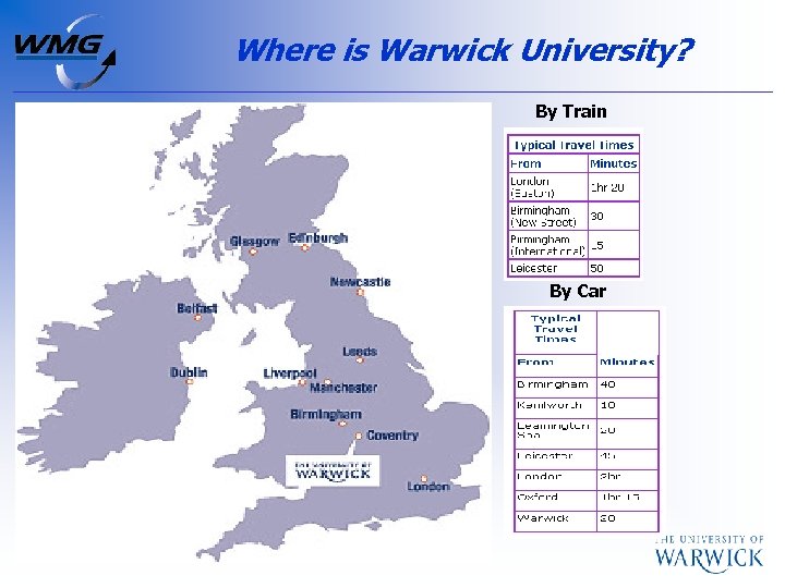 Where is Warwick University? By Train By Car 