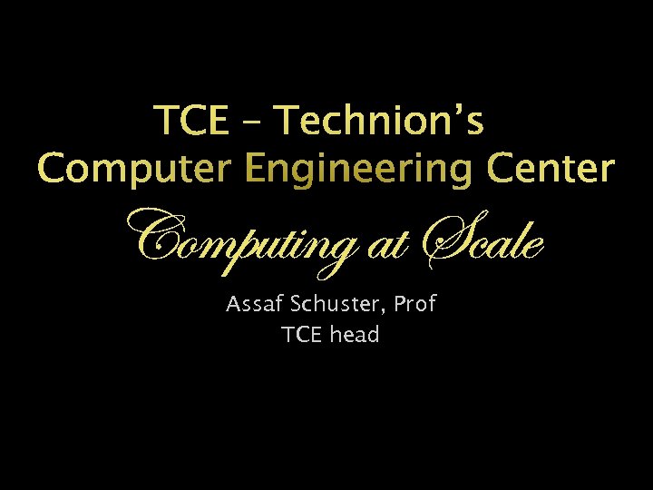 Assaf Schuster, Prof TCE head 