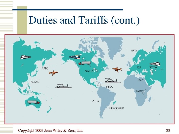 Duties and Tariffs (cont. ) Copyright 2009 John Wiley & Sons, Inc. 23 