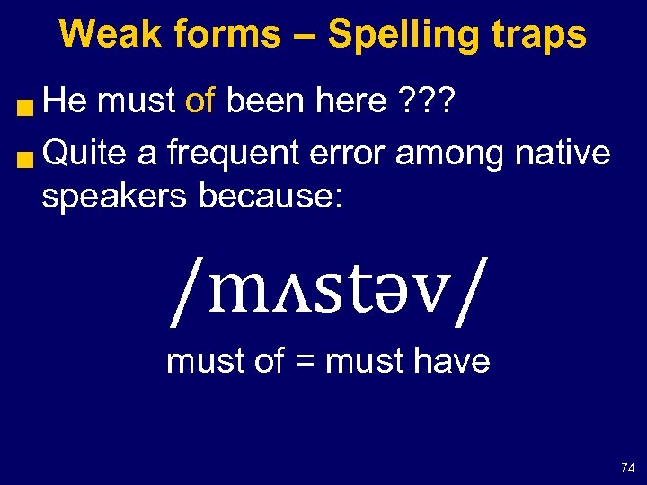 Weak forms – Spelling traps He must of been here ? ? ? g