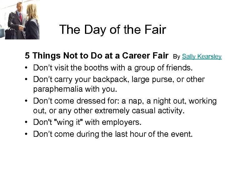 The Day of the Fair 5 Things Not to Do at a Career Fair