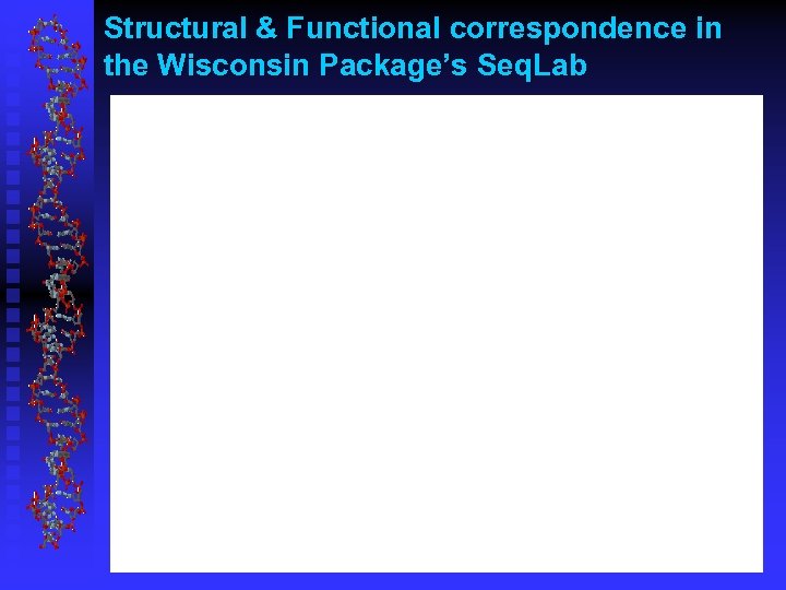 Structural & Functional correspondence in the Wisconsin Package’s Seq. Lab 