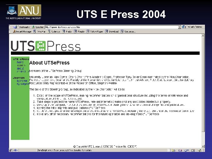 UTS E Press 2004 
