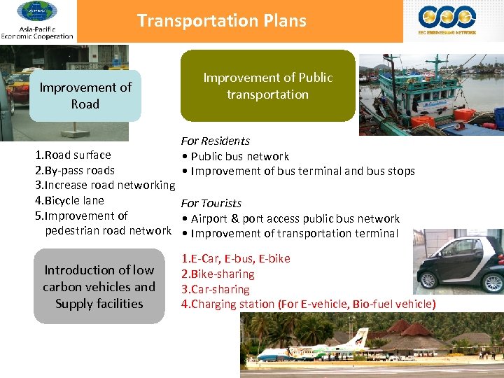 Transportation Plans Improvement of Road Improvement of Public transportation For Residents • Public bus