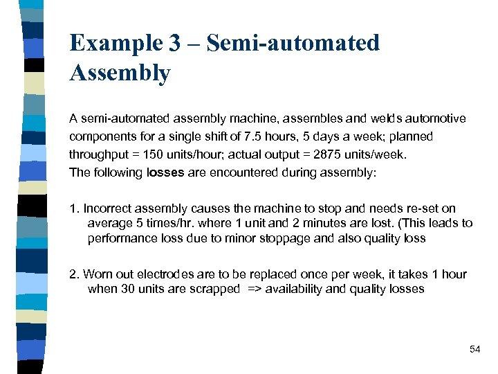 Example 3 – Semi-automated Assembly A semi-automated assembly machine, assembles and welds automotive components