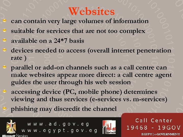 Websites can contain very large volumes of information suitable for services that are not