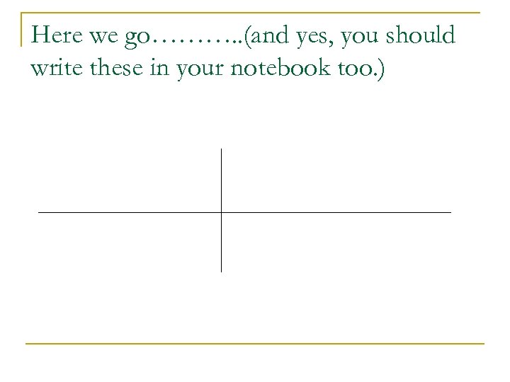 Here we go………. . (and yes, you should write these in your notebook too.