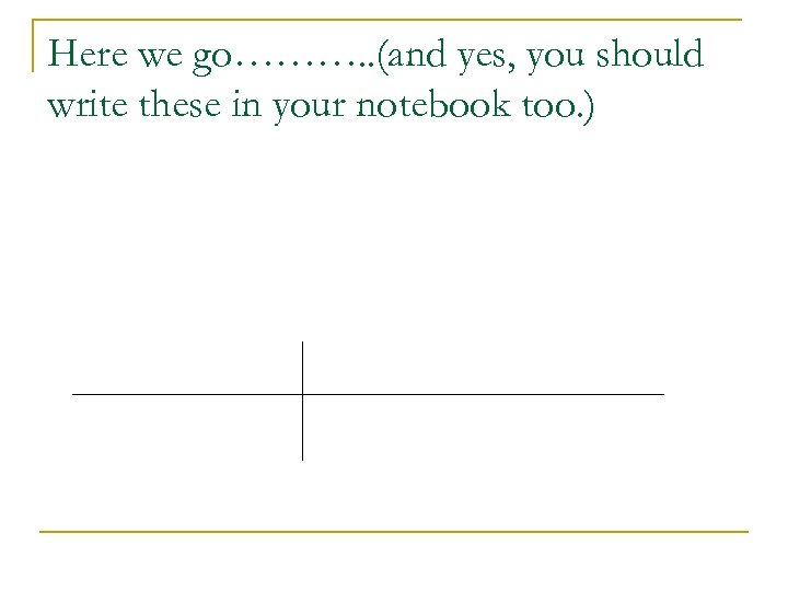 Here we go………. . (and yes, you should write these in your notebook too.