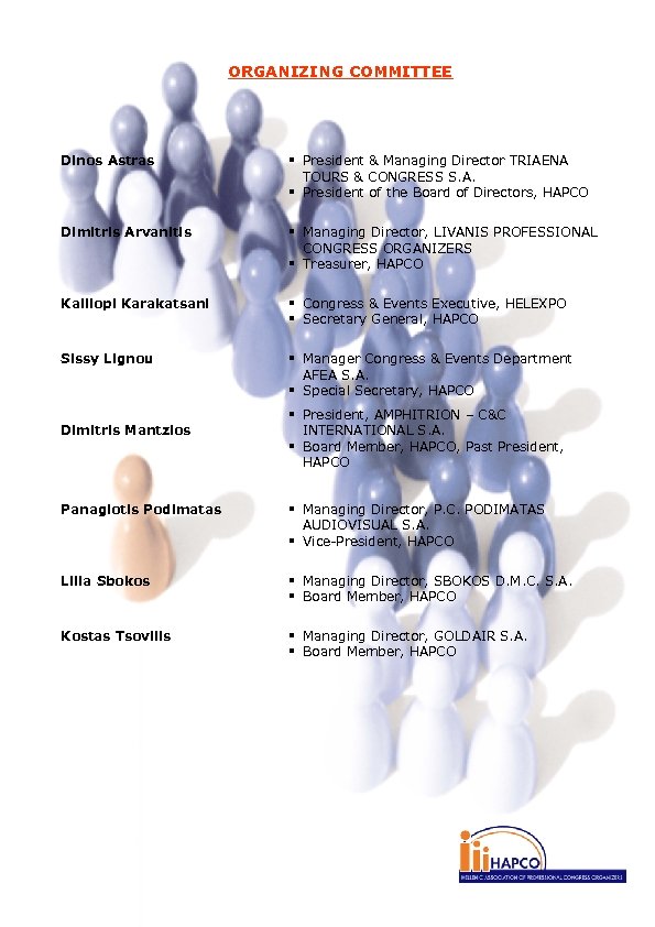 ORGANIZING COMMITTEE Dinos Astras President & Managing Director TRIAENA TOURS & CONGRESS S. A.
