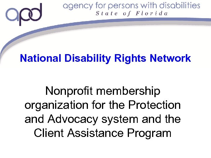 National Disability Rights Network Nonprofit membership organization for the Protection and Advocacy system and