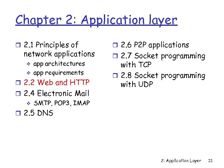 Chapter 2: Application layer r 2. 1 Principles of network applications v v app