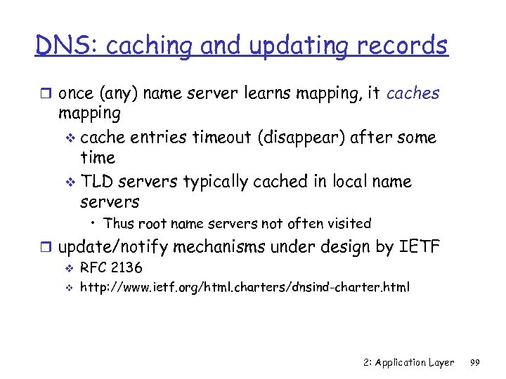 DNS: caching and updating records r once (any) name server learns mapping, it caches