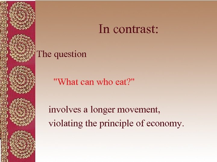 In contrast: The question 